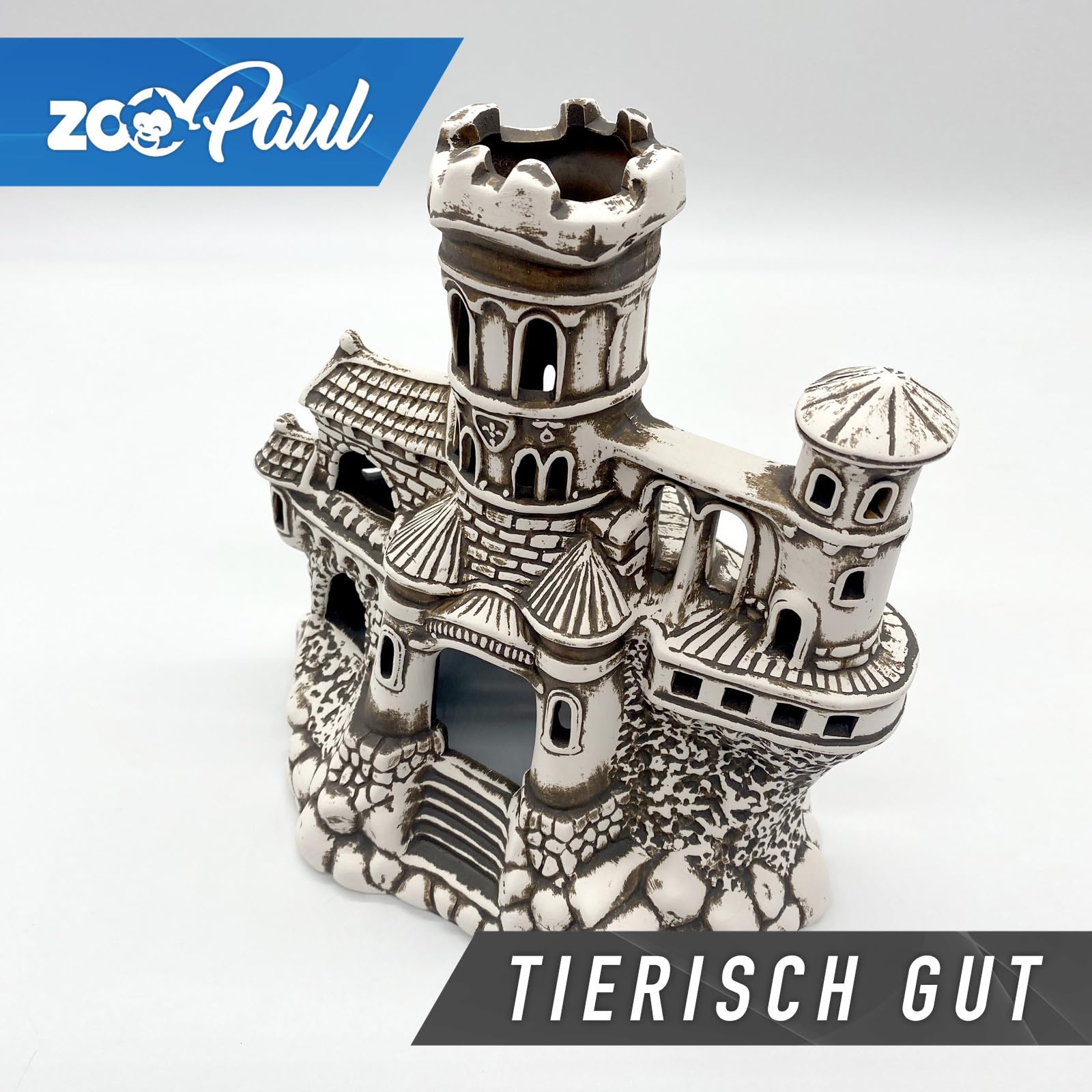 ZooPaul Sprudel Set Keramik Deko und Pumpe + Zubehör Dekoration Aquarium XL Burg Schloss Gebäude groß
