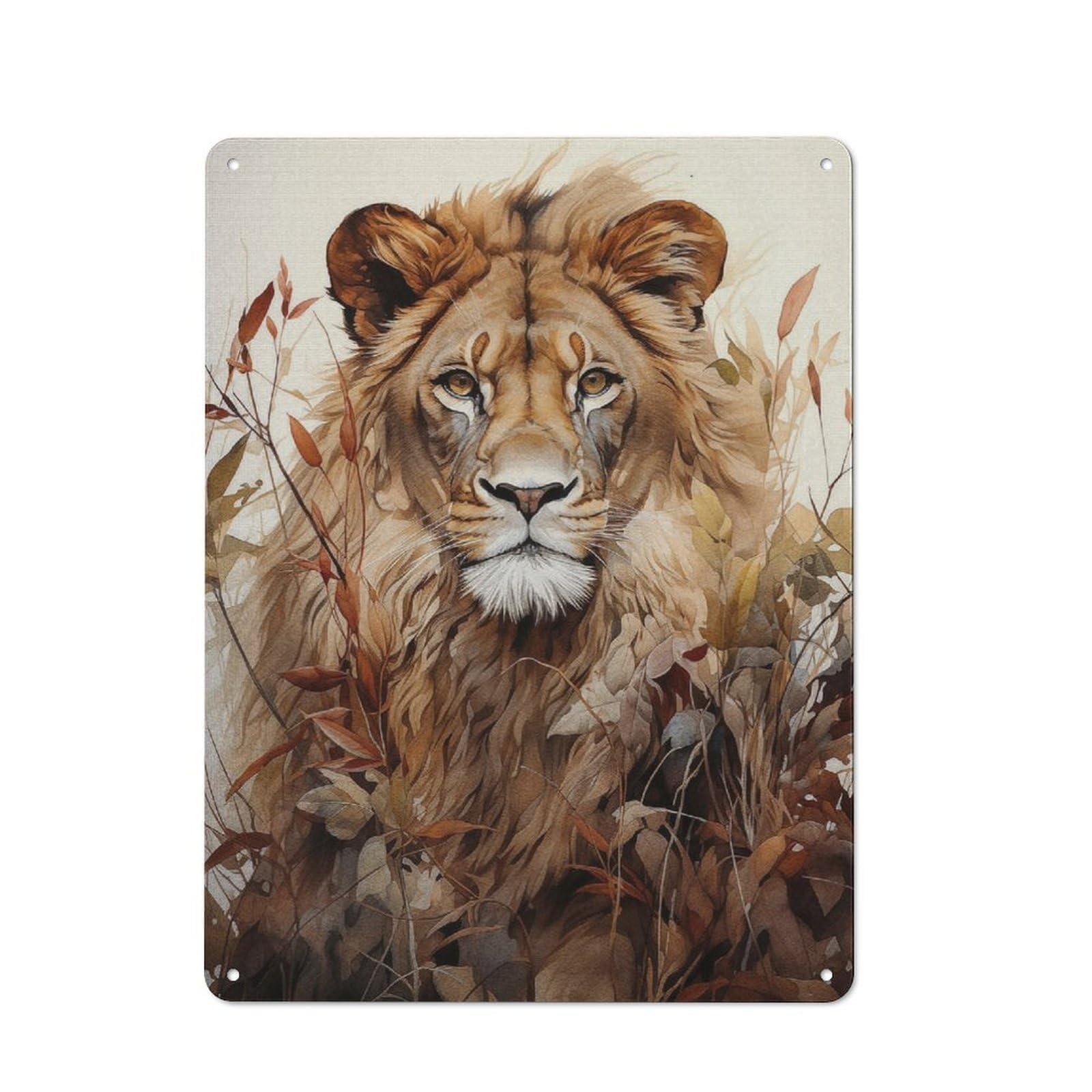 Junmoney The Golden King Lion Retro Metal Plaque 40X30cm For Lounge Or Reading Corner, Winter Wall Decor For Reading Corner Decorators