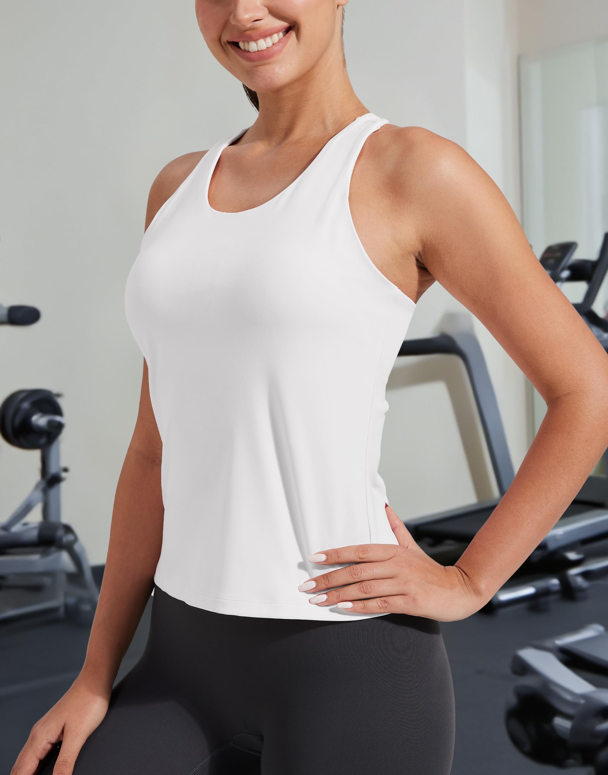 Pioneer Camp Canottiera da allenamento da donna con reggiseno integrato, senza maniche, per palestra, tennis, pickleball