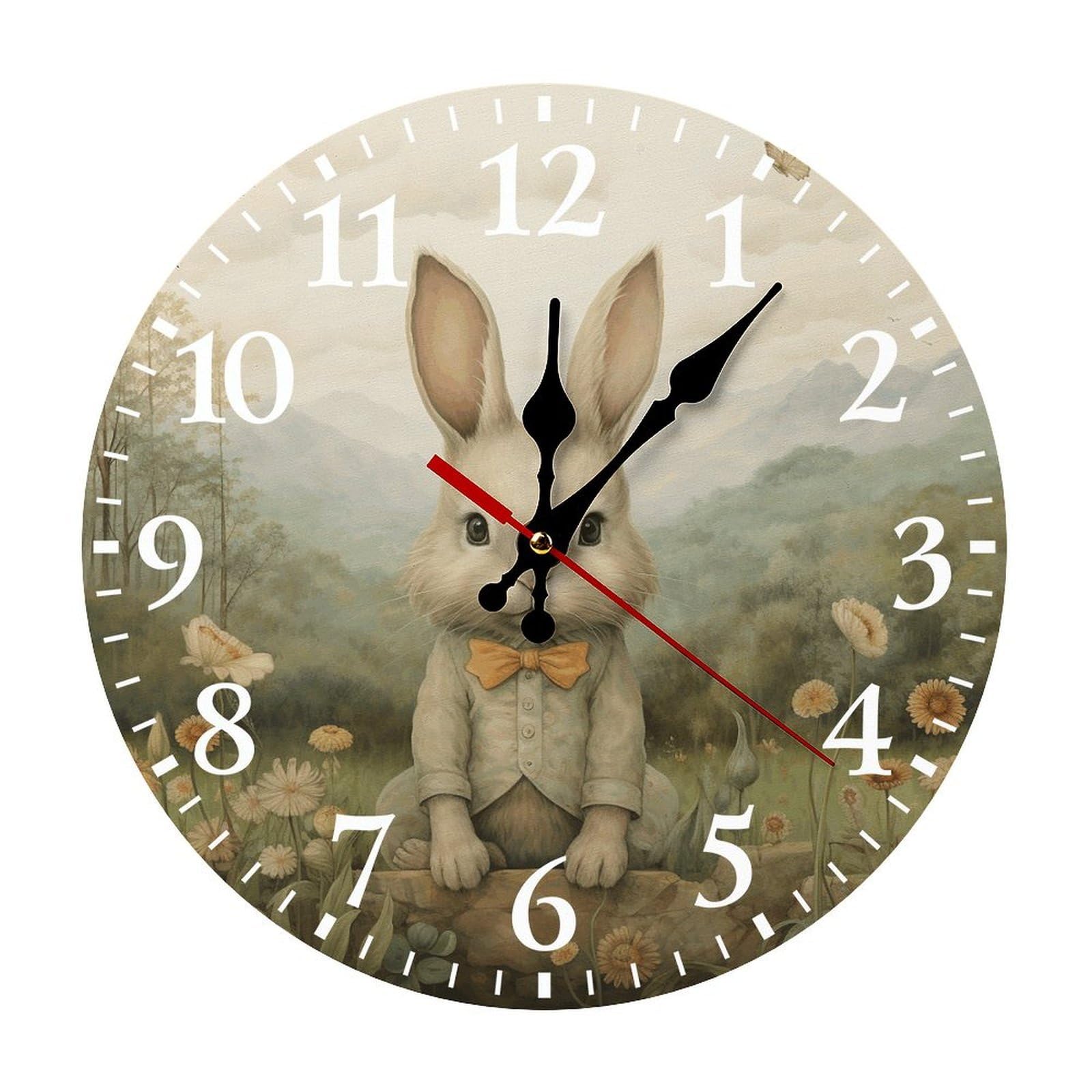 NTVOWPZO 10 Inch Wall Clock Sit on The Grass Battery Operated Wall Clocks Silent Non-Ticking Round Wall Clock for Living Room Kitchen Home Office Wall Decorative Clock