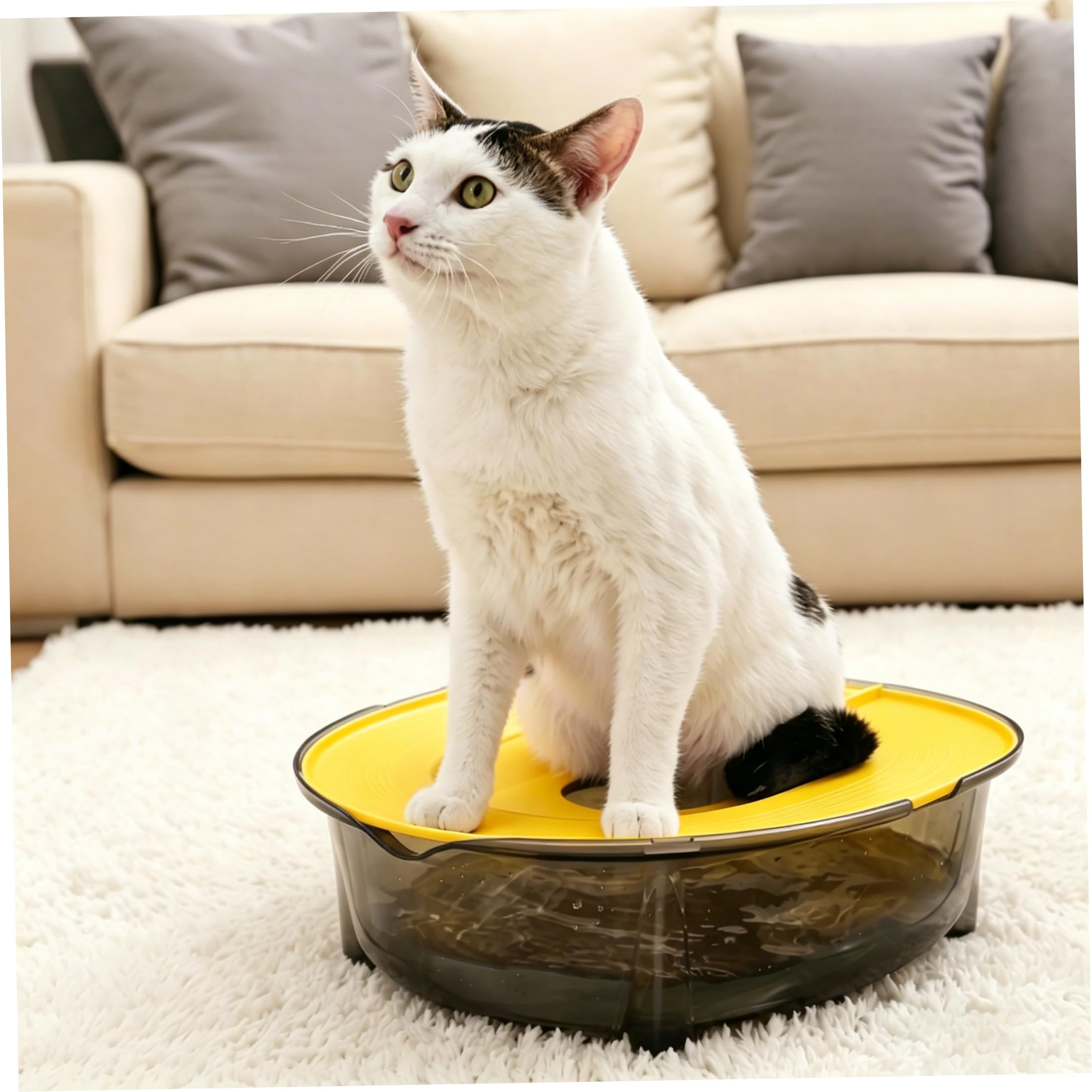 Kit de adiestramiento para IR al baño para Gatos, Kit de adiestramiento para IR al baño para Gatos: desechable, Control de olores, antisalpicaduras, Base Gruesa antivuelco (Amarillo).