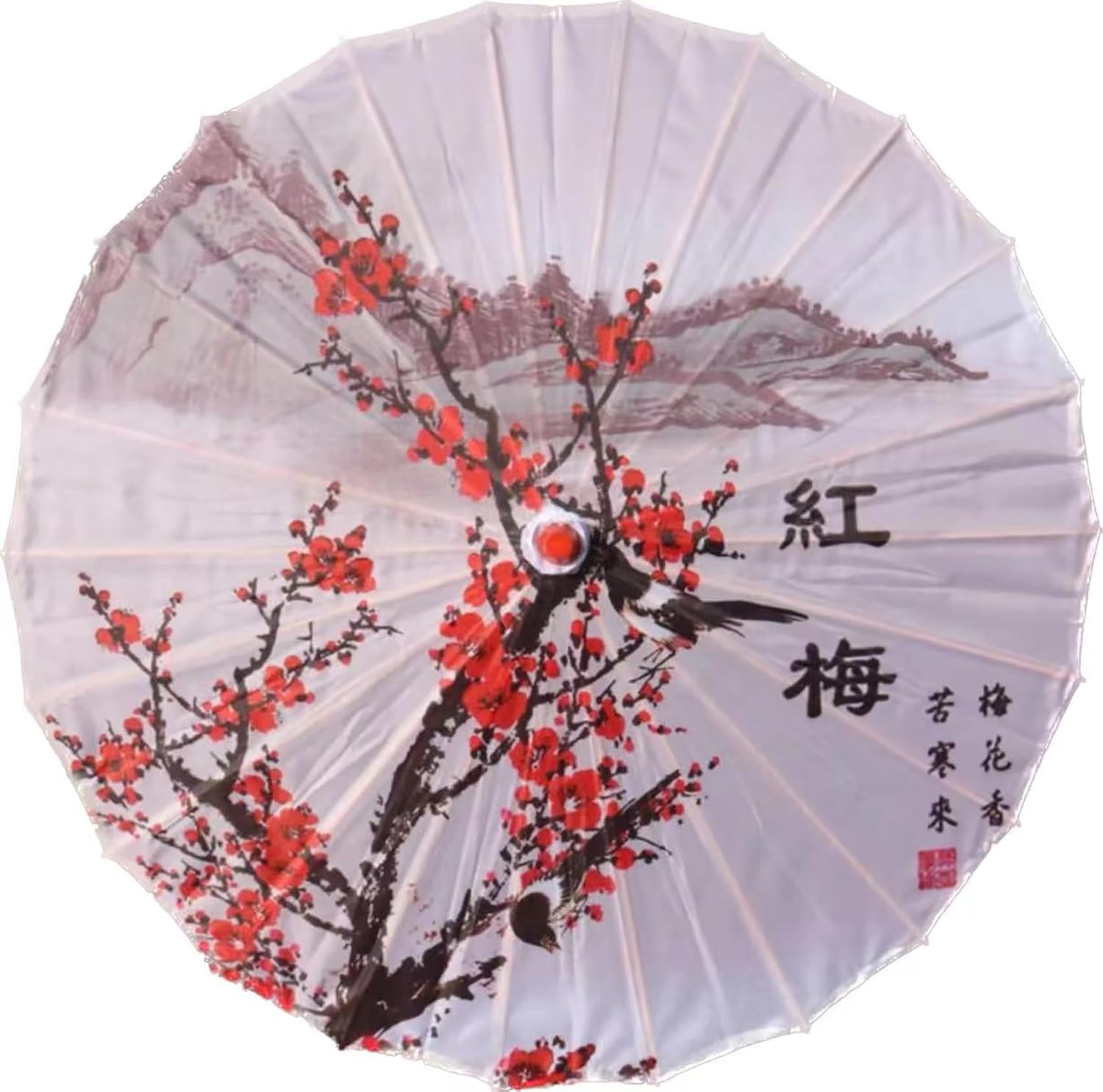 Chinese Japanese Handmade Parasol Umbrella,Asian Decoration DIY Art Dance Classical Umbrella for Wedding Parties Photography Costumes Cosplay umbrella Plum Bossom 32" Cloth Umbrella