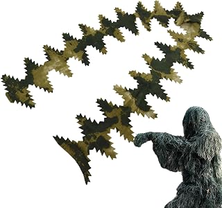 Jlkegfdf Ghillie - Correa de tela de caza, hecha a mano, diseño de camuflaje, tiras ajustables para ropa de camuflaje para juegos al aire libre