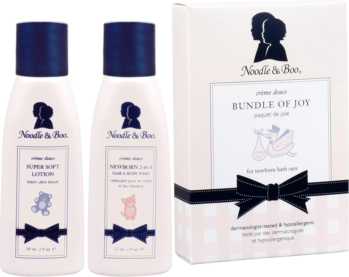 Noodle & Boo Bundle of Joy Newborn Baby Gift Set ; Newborn 2-in-1 Hair & Body Wash, Super Soft Baby Lotion
