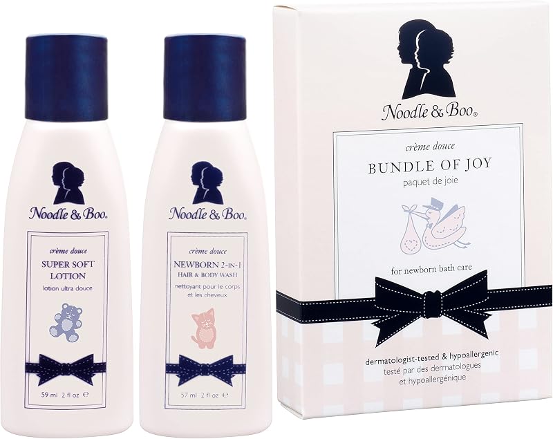 Noodle & Boo Bundle of Joy Newborn Baby Gift Set ; Newborn 2-in-1 Hair & Body Wash, Super Soft Baby Lotion