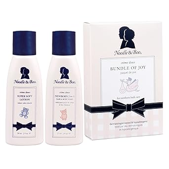 Noodle & Boo Bundle of Joy Newborn Baby Gift Set ; Newborn 2-in-1 Hair & Body Wash, Super Soft Baby Lotion