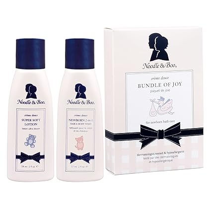 Noodle & Boo Bundle of Joy Newborn Baby Gift Set ; Newborn 2-in-1 Hair & Body Wash, Super Soft Baby Lotion