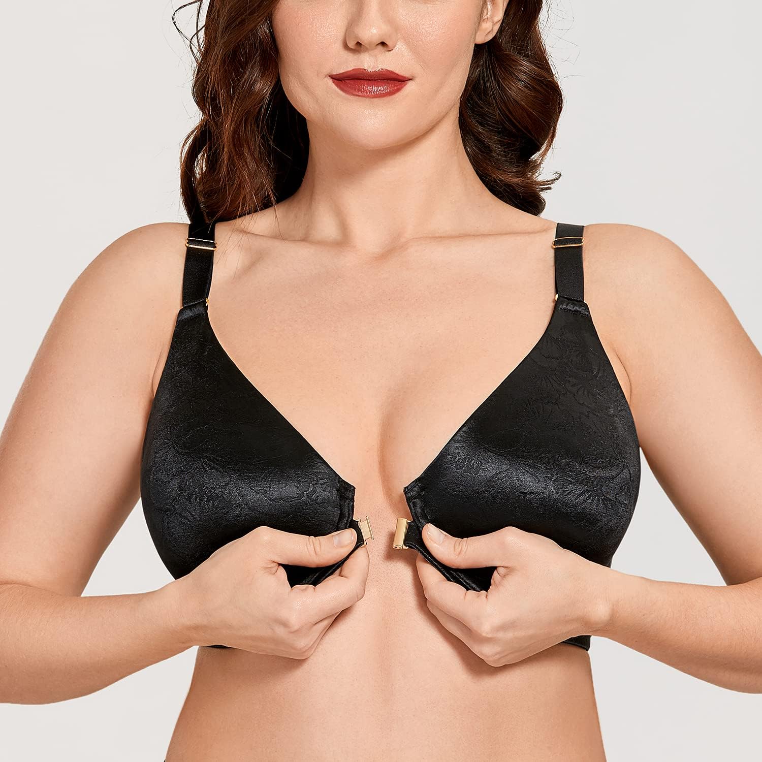 AISILIN Women's Front Closure Full Coverage Minimizer Underwire Plus Size Unlined Bra - Image 3