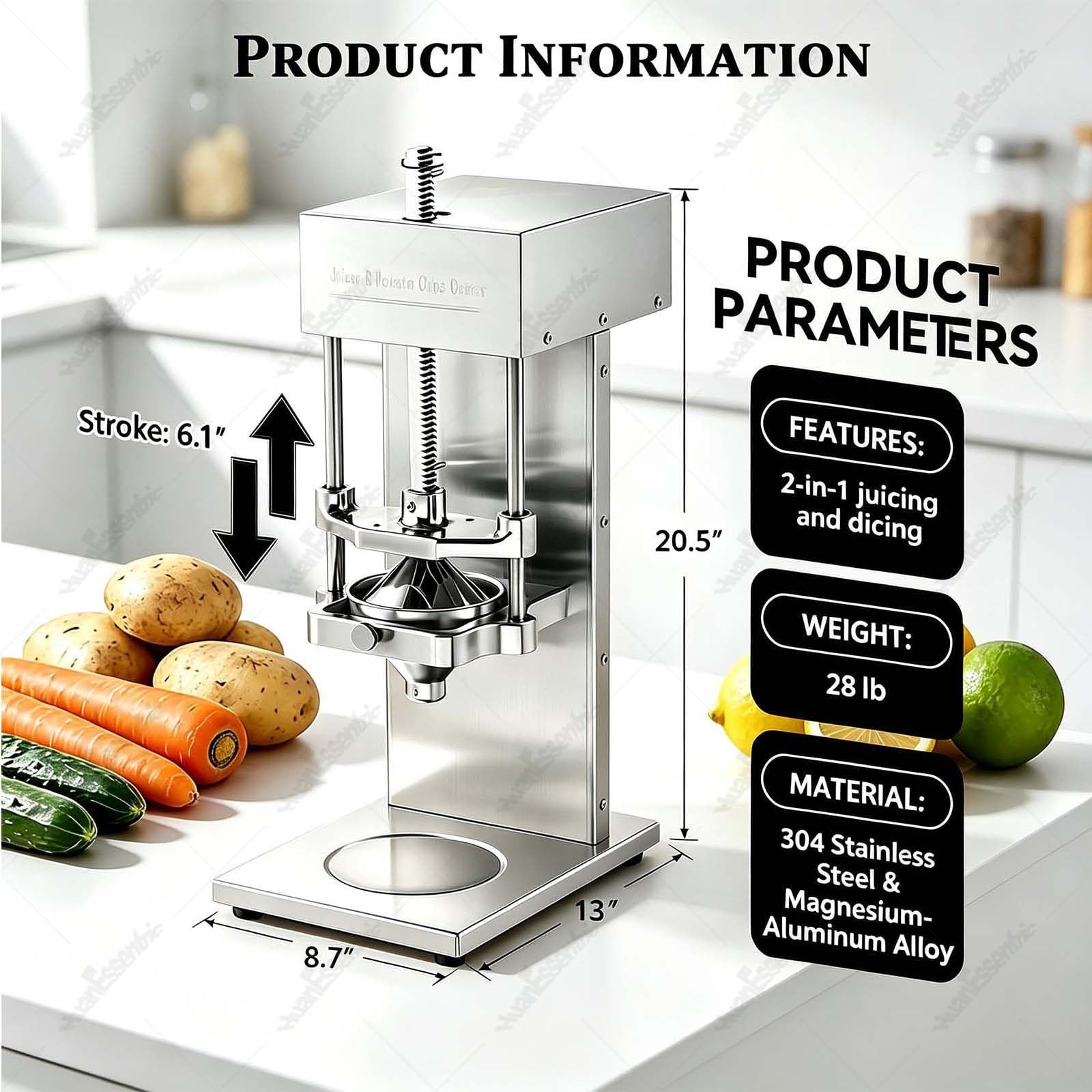 Tagliapasta E Spremiagrumi Commerciale 2 in 1,In Acciaio Inox 304