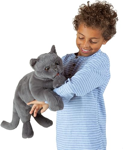 Miniatura 4 de Folkmanis Marioneta de mano de gato ronroneante, gris, 8 pulgadas