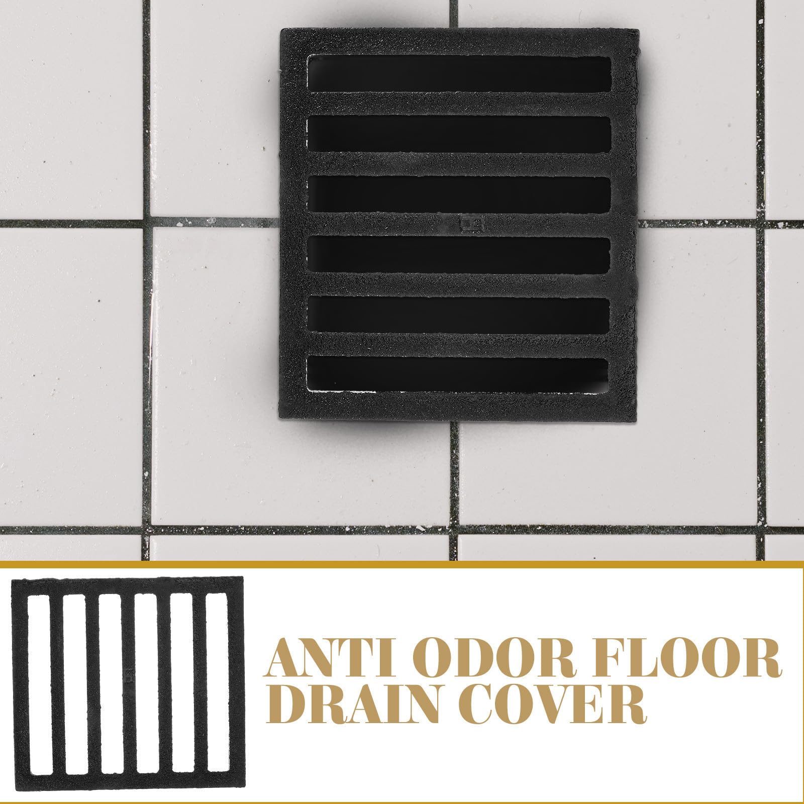 Hemobllo Filtro de Lavabo de Baño Tapa del Filtro del Fregadero Cuadrado de Hierro Negro, Previene Atascos y Asegura Flujo de Agua, para Lavabo de Baño y Ducha