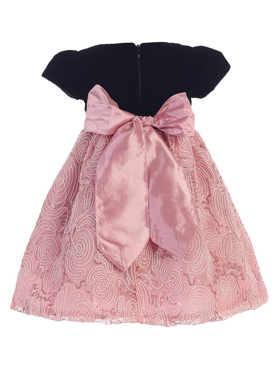 Pink Princess Dusty Rose Flower Girl Dress Christmas Dresses for Baby Girls Toddler Holiday Black Velvet Navidad niña Vestido Size 6 Months