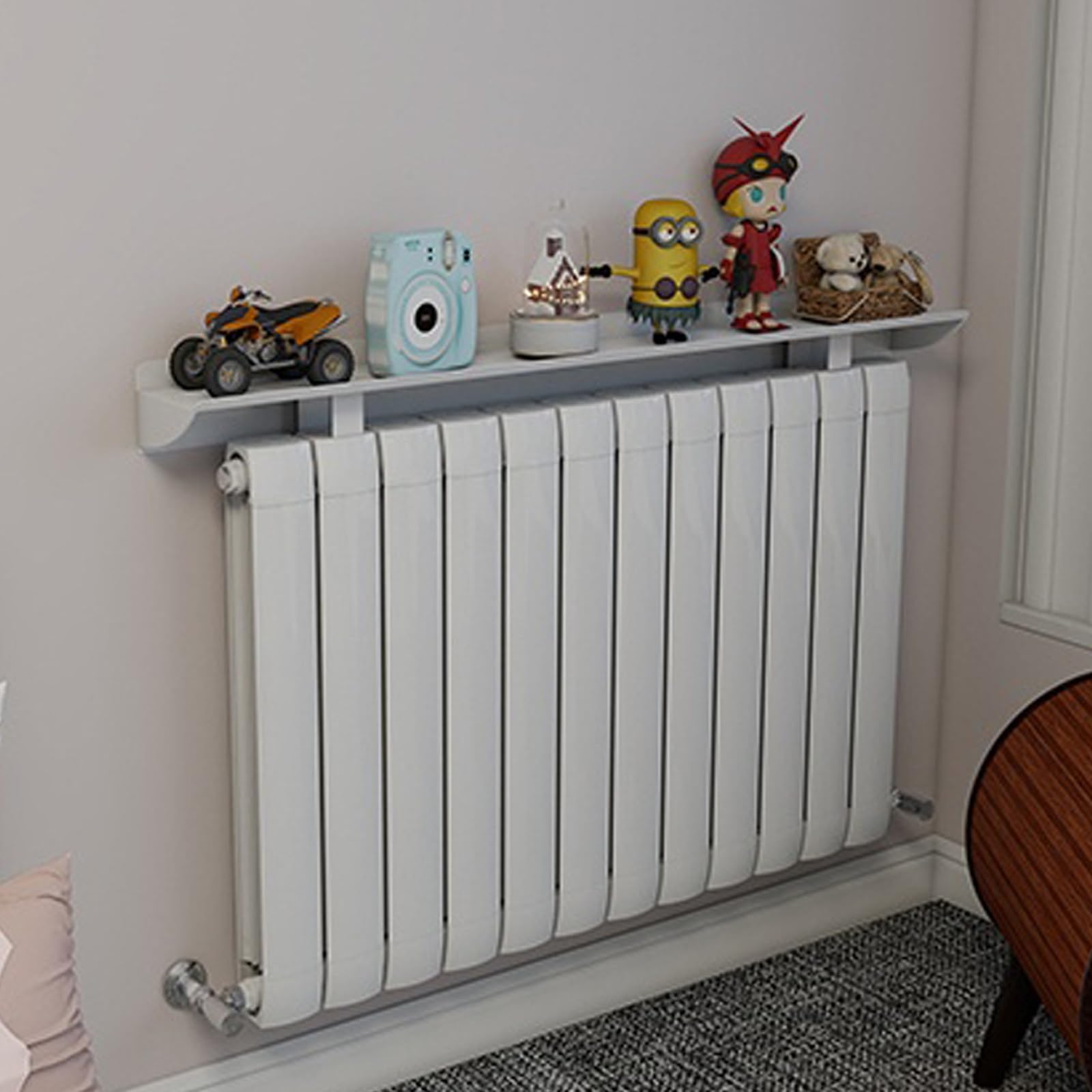 Soporte Radiador Pared, Estante Flotante, Mueble Radiador, Aleación de Aluminio, es Desmontable y Adecuado para Salas de Estar, Cocinas, Baños, Oficinas y Otros Lugares(170cm/67in)