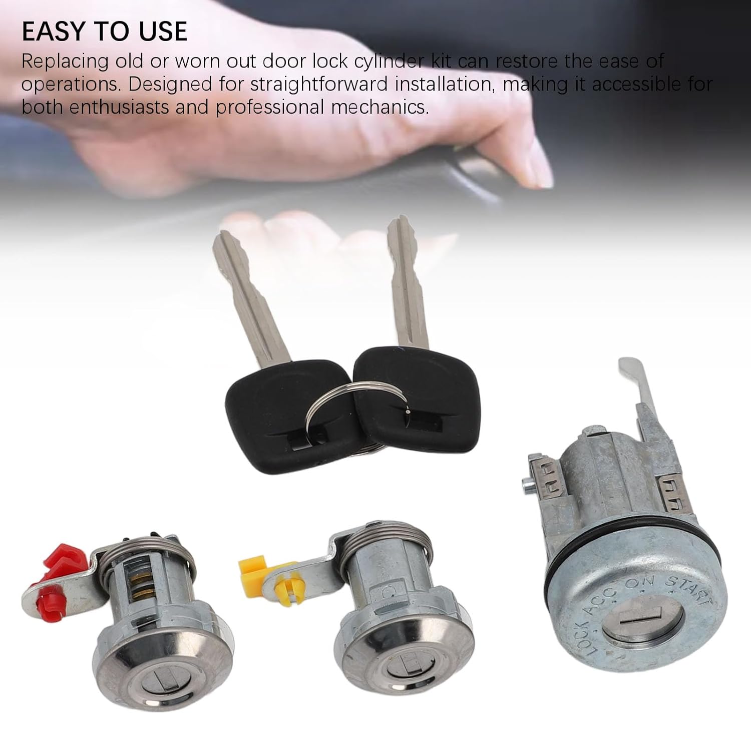 Ignition Switch Door Lock Cylinder Kit High Security Durable Front Door Lock with 2 Keys Replacement for FJ FZJ HDJ HJ HZJ KZJ LJ PZJ RJ7 1985 2006