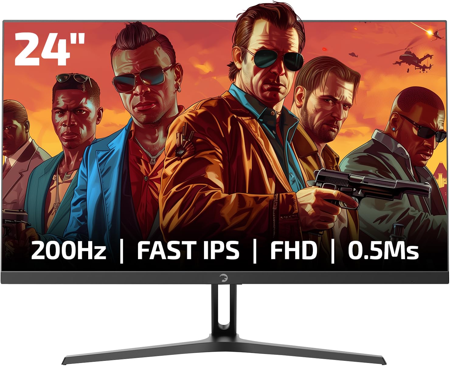 Game Power Bull T10 24 Inch 200Hz Gaming Monitor, 1920x1080p FHD, HDR, Adaptive Sync, Frameless Design, 300 Candela, IPS Panel, Blue Light Filter, 0.5ms Response Time, Zero Dead Pixel Warranty
