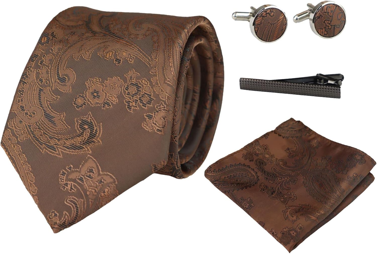 Dotted Neck Tie Gift Set Pocket Square Cuff Links Tie Pin Polka Dot Satin