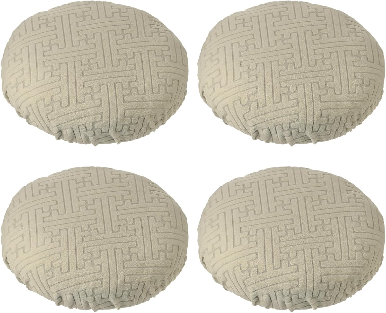 PATIKIL Stool Covers Round, 4 Pcs Elastic Bar Stool Covers Washable Stool Cushion Slipcover Stretchy Bar Chair Seat Cover for 14-18 Inch Chair, Brown