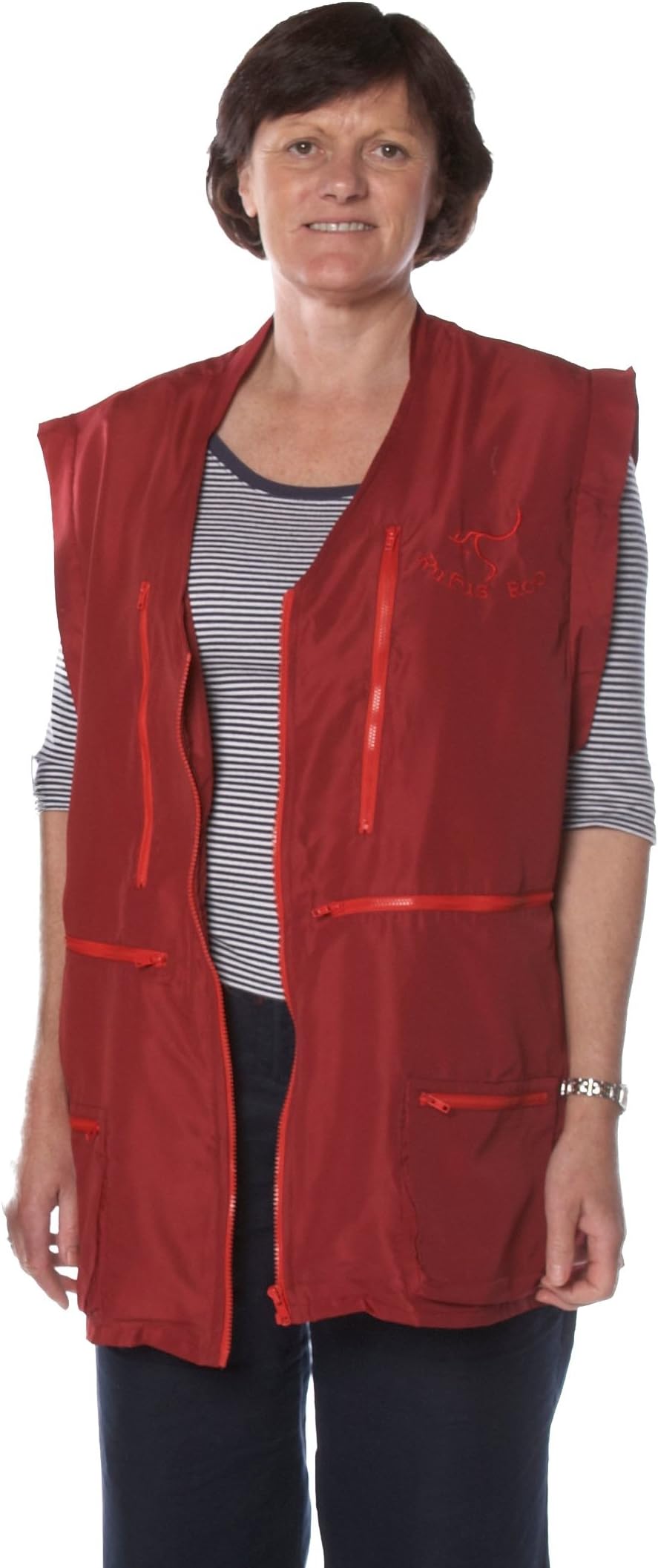 The BIG Pocket Travel Vest in RED Red Zip - Large Size