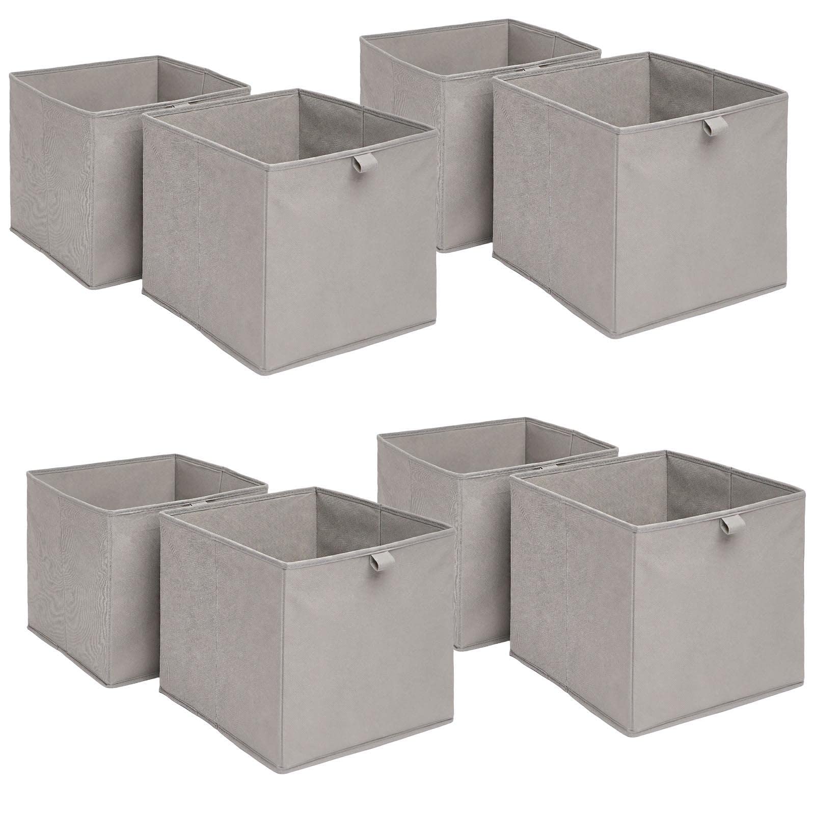 OHS Pack of 8 Fabric Storage Boxes Home Organiser Toys Clothing Bathroom Pop Up Collapsible Foldable Cube Box, Charcoal Grey