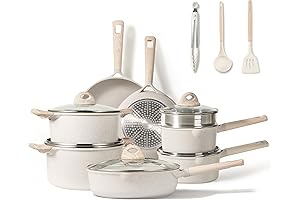 Juego de Calderos Antiadherente, Set de Ollas y Sartenes, 16 Piezas Marca Carote