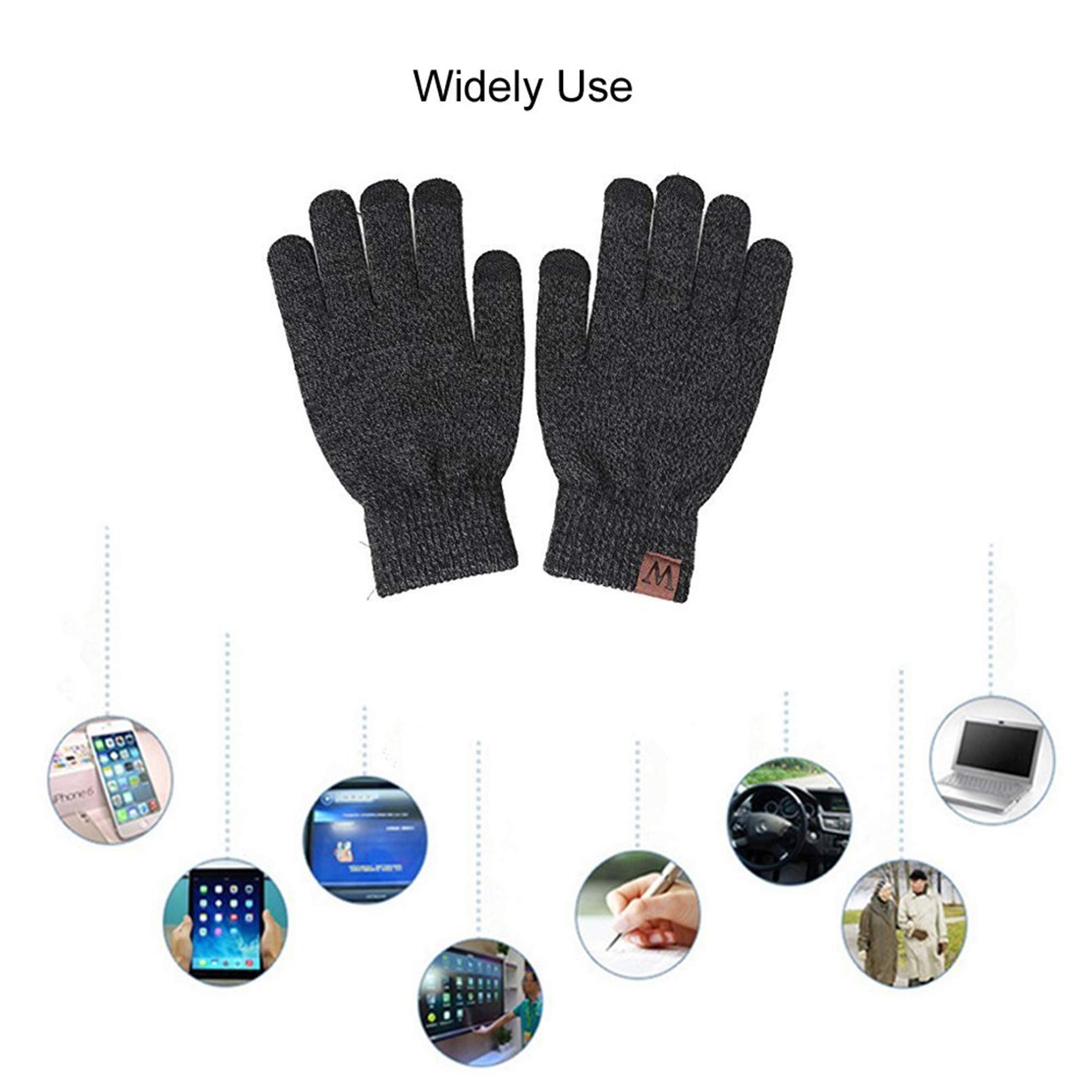 Conjunto Gorro Bufanda Guantes Hombre Mujer, Gorro de Invierno Braga Cuello con Forro Polar Guantes de Punto con Pantalla Táctil