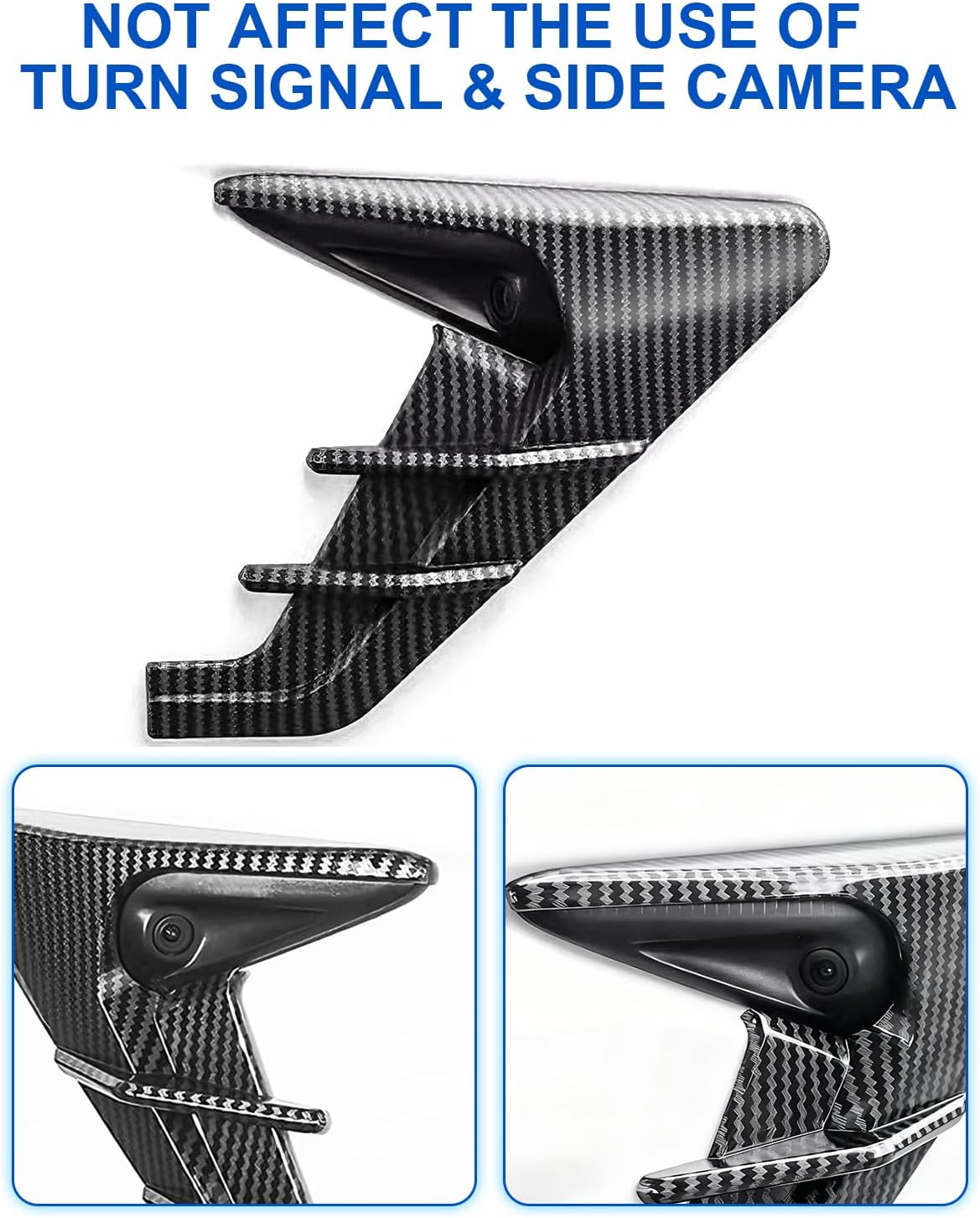 for Tesla Side Fender Camera Cover Trim Model Y Refreshed Juniper Model 3 Highland Accessories 2025 2026 Carbon Fiber Pattern Camera Indicator Protection Marker Cover Decorative Modification