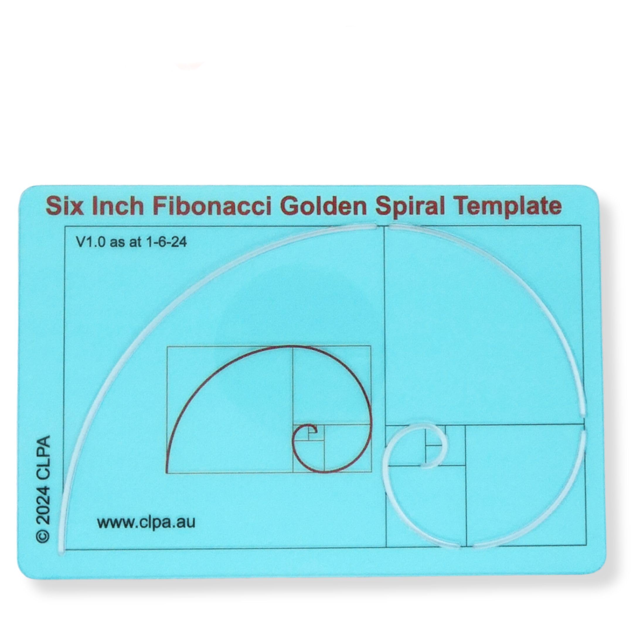 6" Fibonacci Spiral Stencil Template, Golden Ratio Tool for Drawing, Fibonacci Template