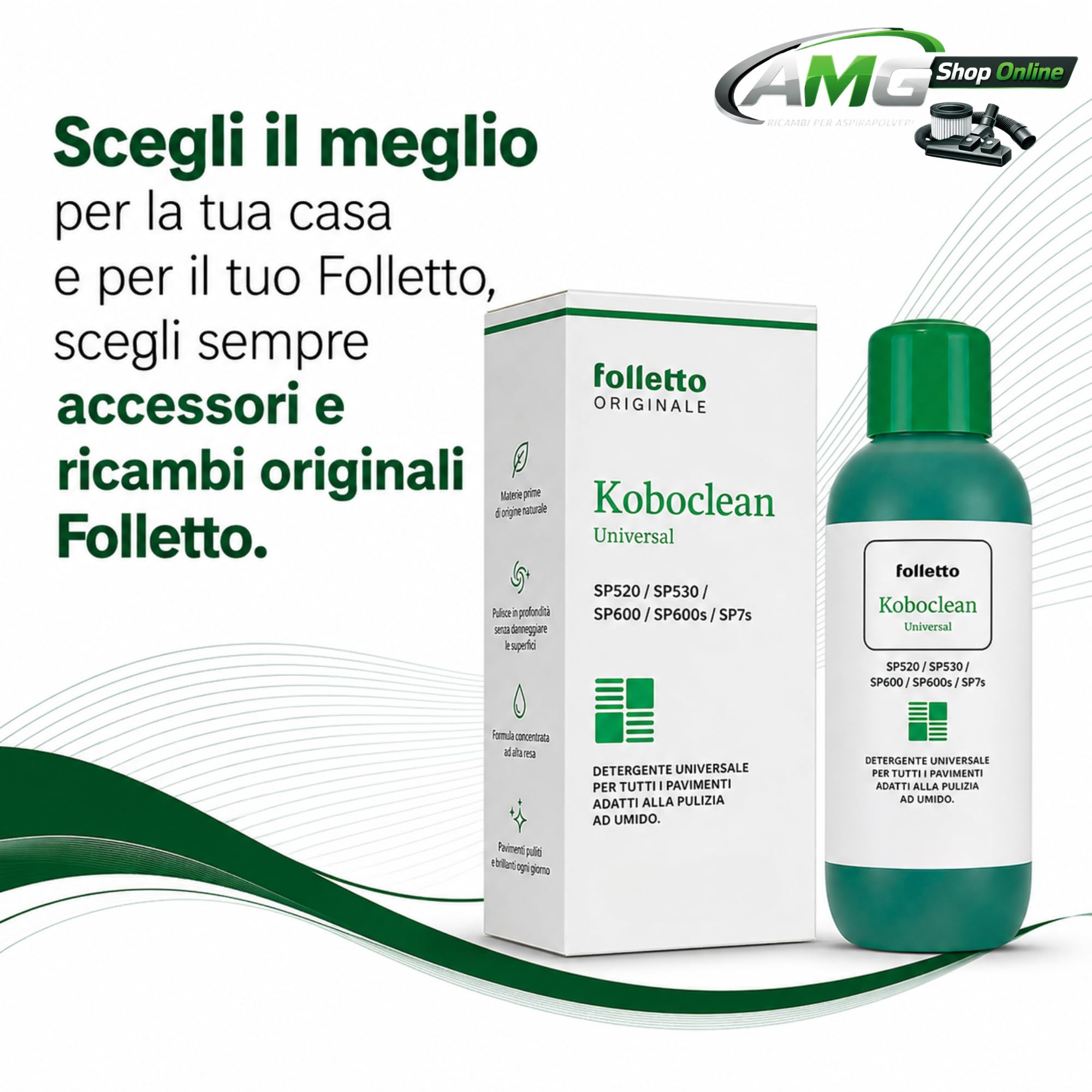 SET 3 PANNI LAVAPAVIMENTI Universale Soft MF600 ORIGINALE + Detergente KOBOCLEAN per Folletto Pulilava SP7s, SP600 e SP600S - Ricambi Folletto per Pavimenti Delicati, Cotto, Ceramica, Granito