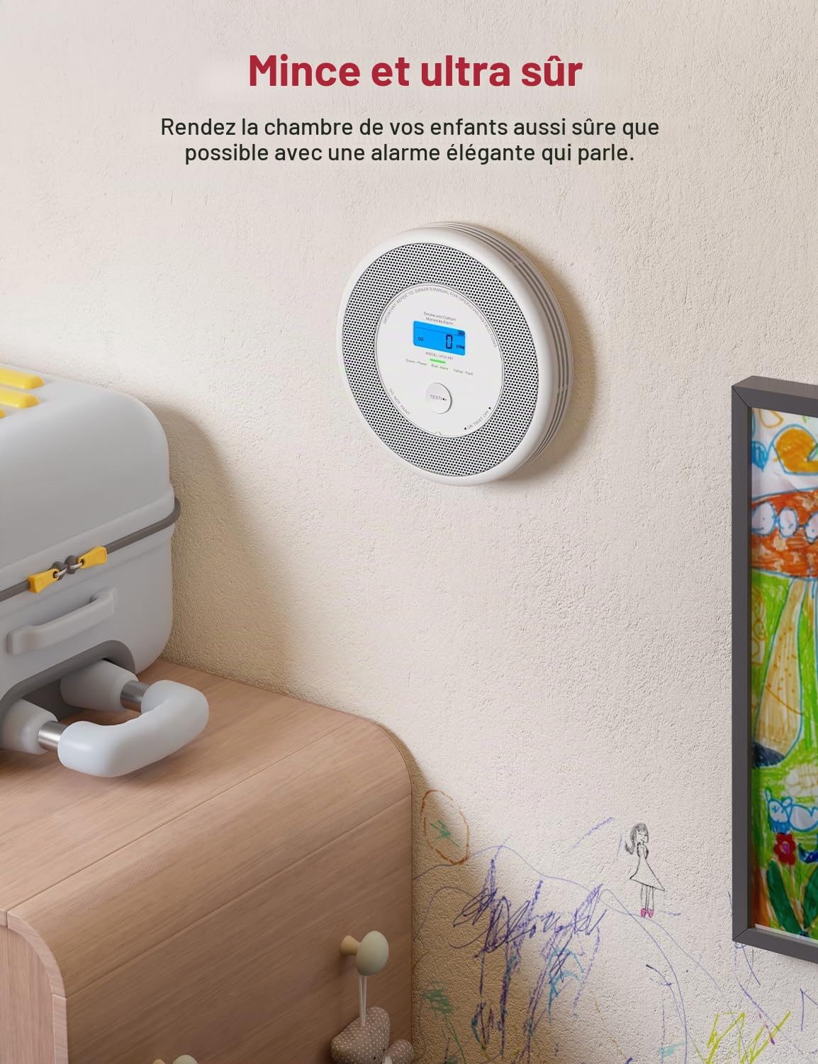 Détecteur de fumée et de monoxyde de carbone Wi-Fi X-Sense pour la maison avec alertes vocales en anglais, alarme vocale sans fil interconnectée nécessite une station de base SBS50, XP0A-MR, 1-Pack