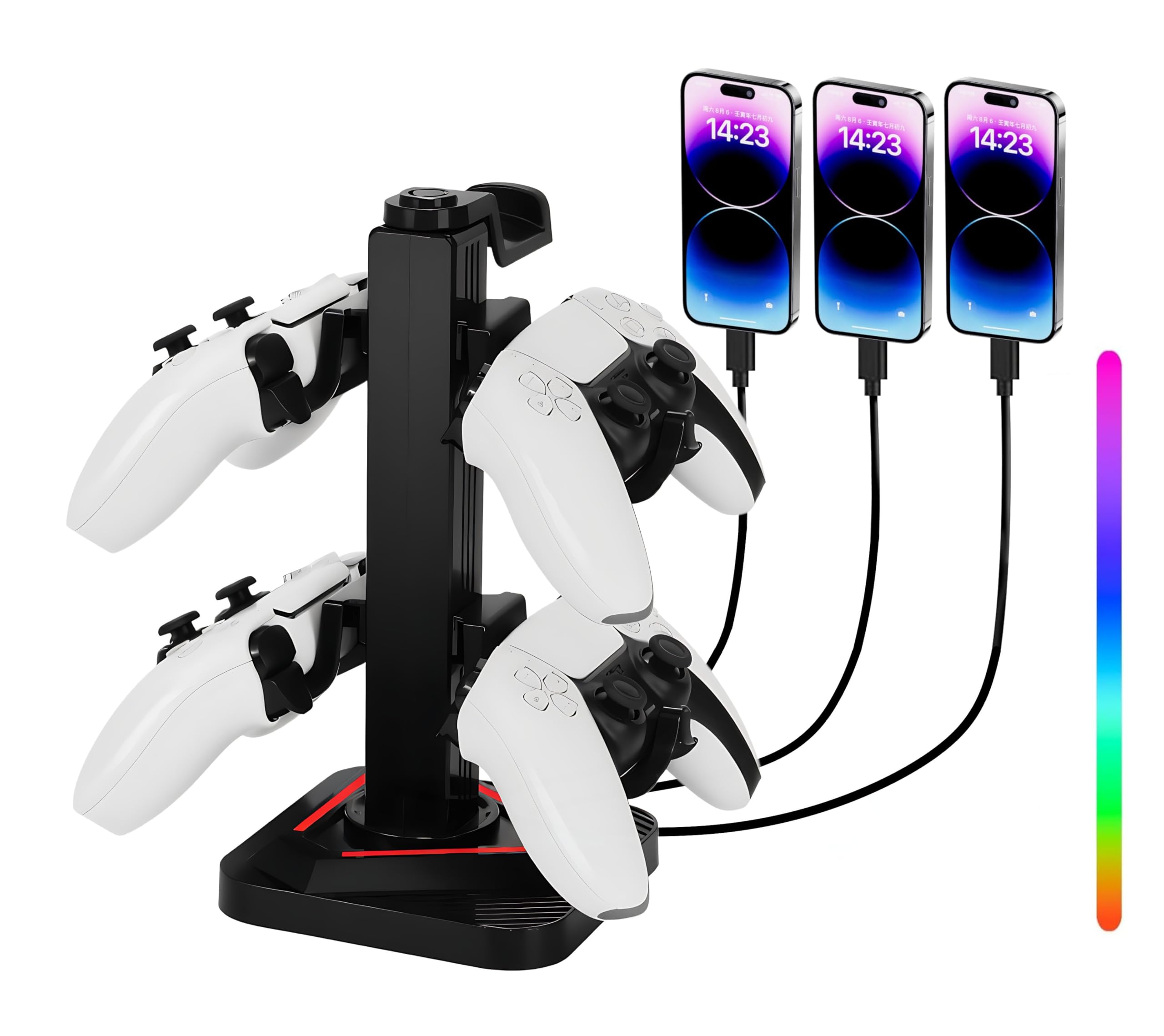 AMOZIFY Headphone and Controller Stand Gaming Headset Stand with 3 USB Hub Ports and Type-C Port Charging- Data