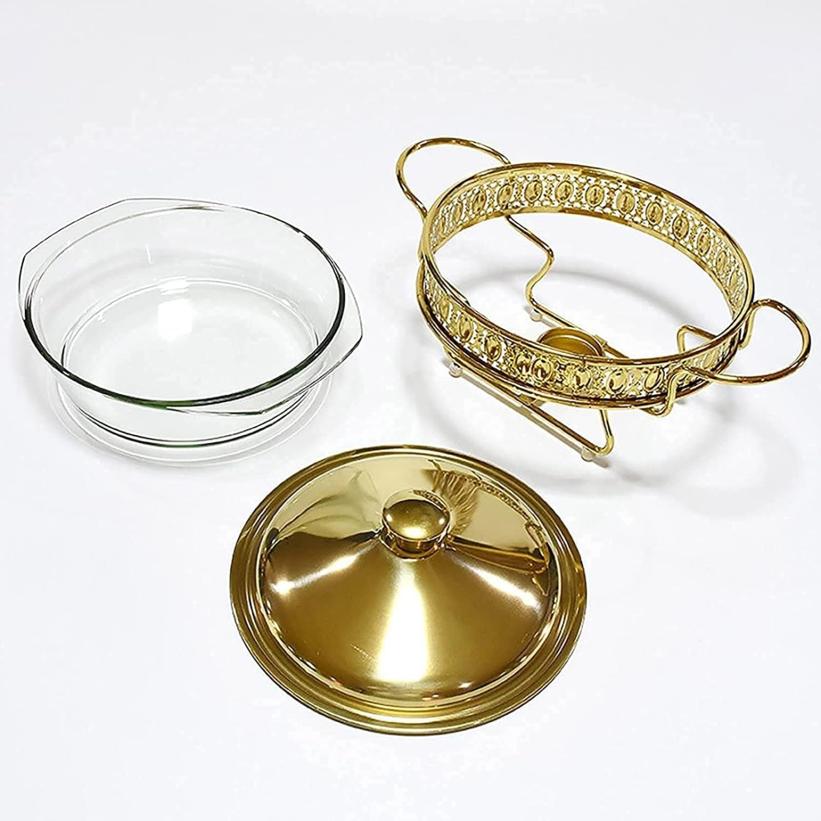 Juego de platos de roce, calentador de buffet de acero inoxidable, equipo de catering de 3 piezas para picnic al aire libre y eventos domésticos, incluye mini olla caliente y tapas