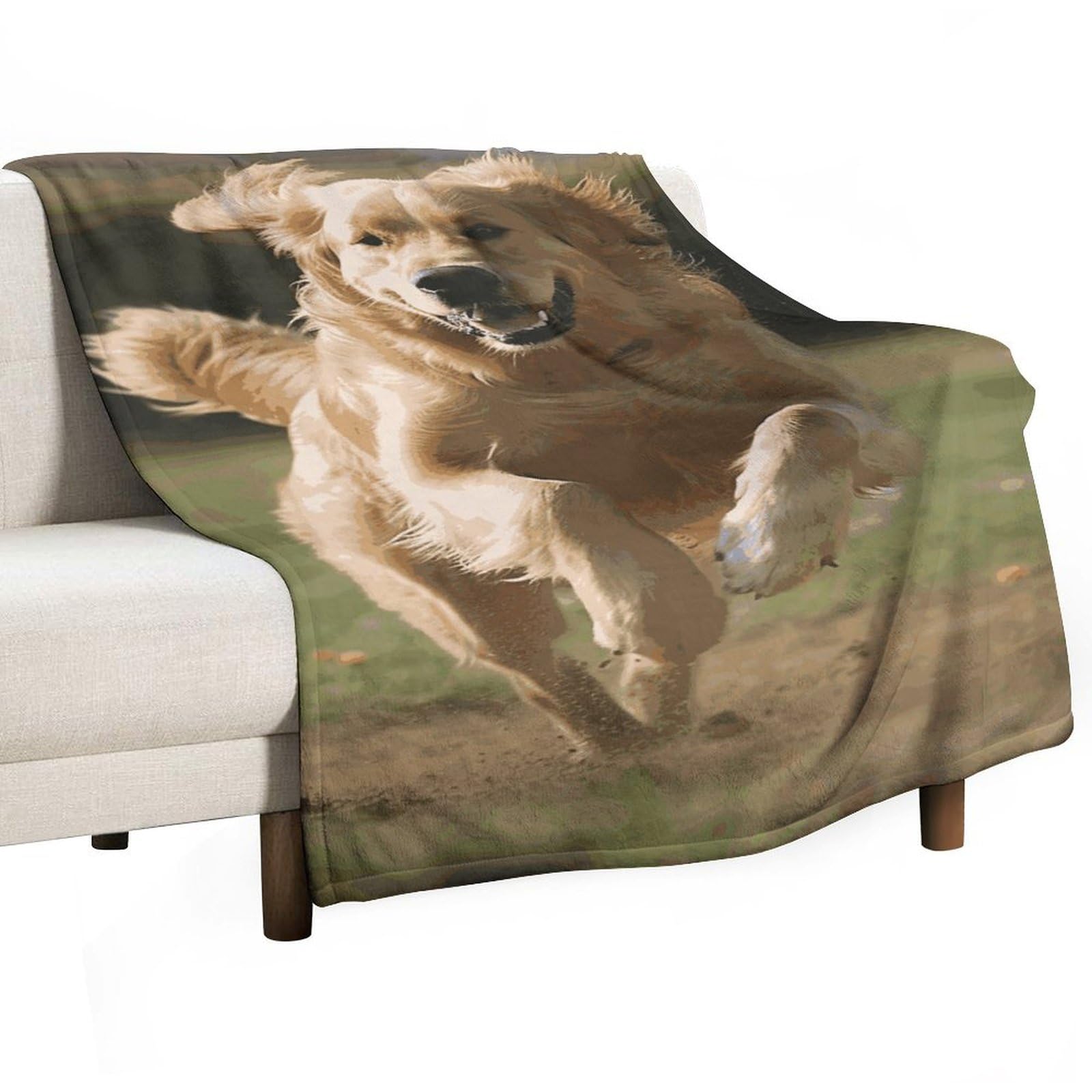Couverture polaire Golden Retriever 76x127 cm en flanelle douce