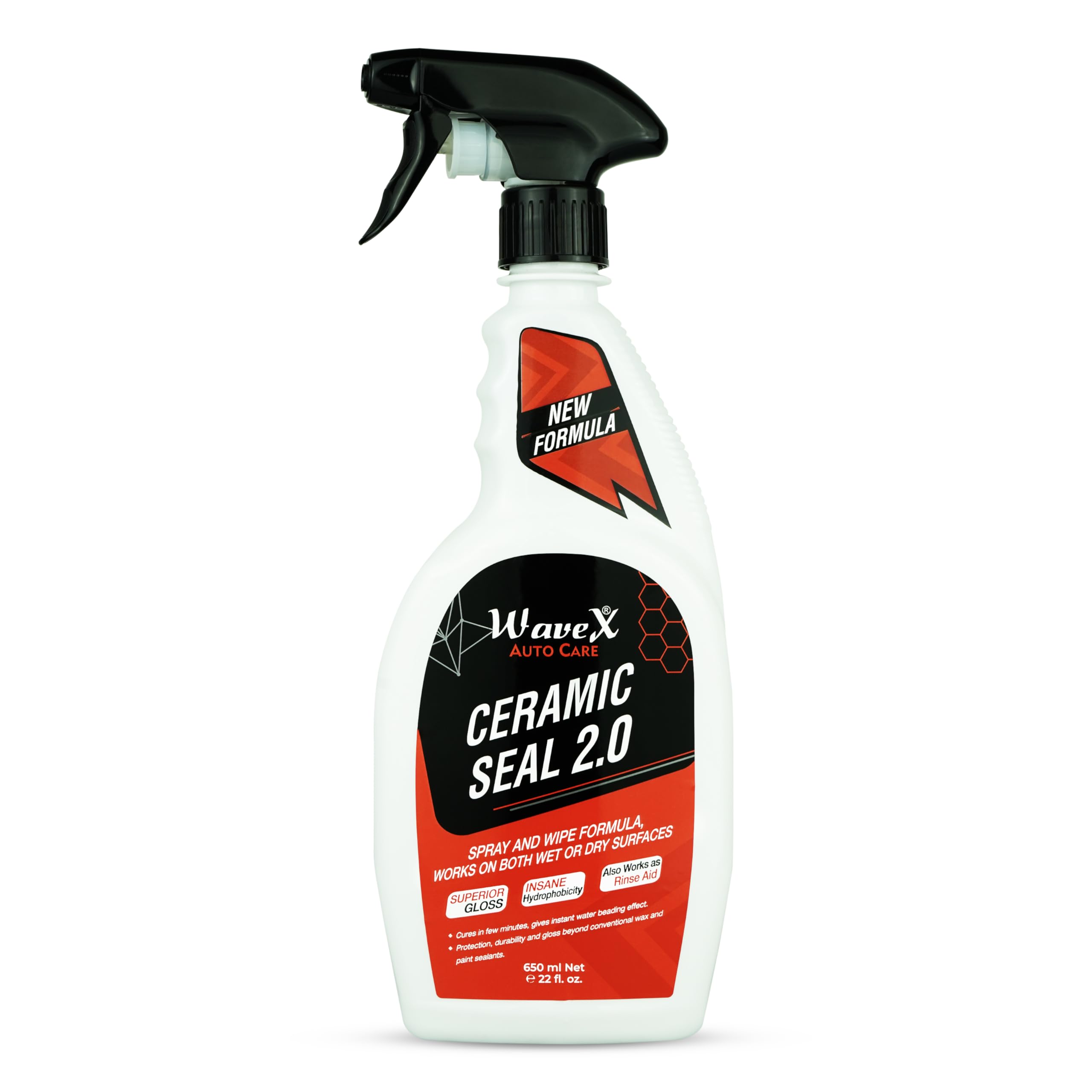 Wavex Ceramic Seal 2.0 | 650Ml -Better Than Car Wax And Paint Sealant | Advanced Hydrophobic Spray & Wipe Formula For Vehicle Shine, & Uv Protection