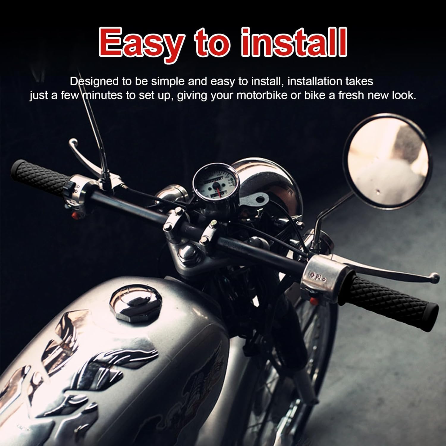 Motorcycle Hand Grips, 7/8" Vintage Non-Slip Rubber Handlebars, Soft Motorbike Thruster Grip for Hand Comfort, Universal Accessories for Motocross Scooter Dirt Bike
