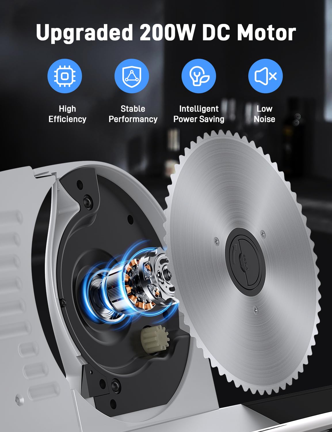 Elektrischer Allesschneider Edelstahl 200W DC Motor 0-15mm Verstellbare Küchenmaschine 2 Klingen