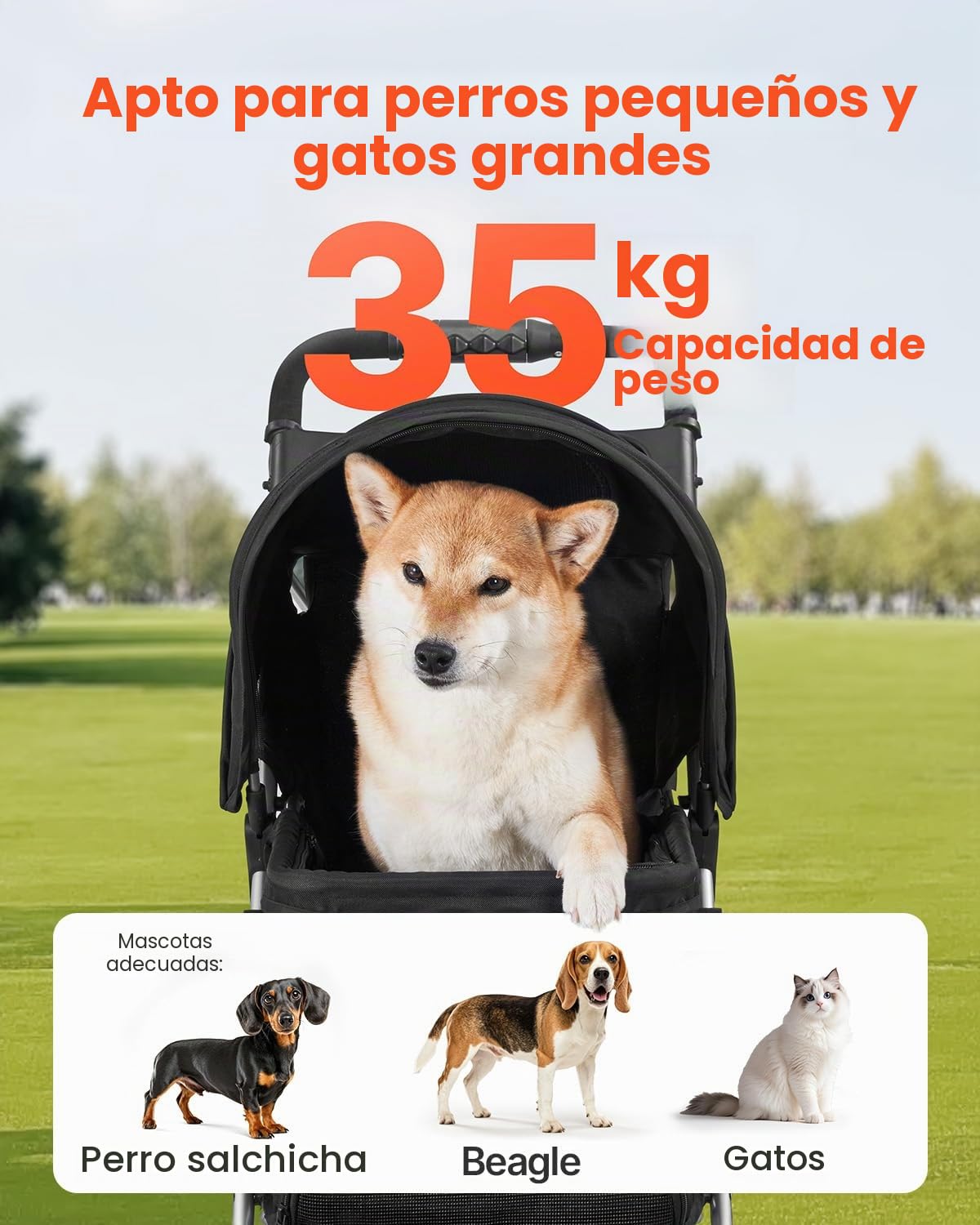 VEVOR Cochecito para Mascotas Capacidad 16kg Carrito Plegable para Perros de 3 Ruedas con Ventana de Malla y Portavasos Cochecito Portátil Tela Oxford 600D con Freno para Mascotas Pequeñas Medianas