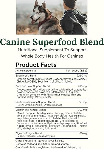 Miniatura 6 de 360 Pet Nutrition Canine Superfood Boost – All Life Stage - Suplemento para comida para perros, apoya la salud articular, digestiva e inmunológica,