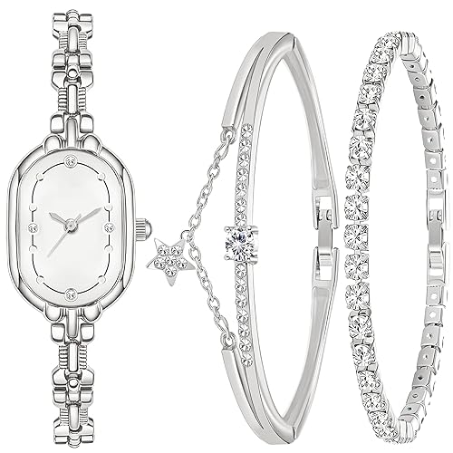 NEWITIN 3 Pieces Women Diamond Watch Bracelets Set Luxury Fashion