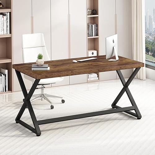 Miniatura 17 de IBF Escritorio blanco para computadora, moderno escritorio de oficina en casa para escribir, trabajo, estudio, escritorio de madera simple para