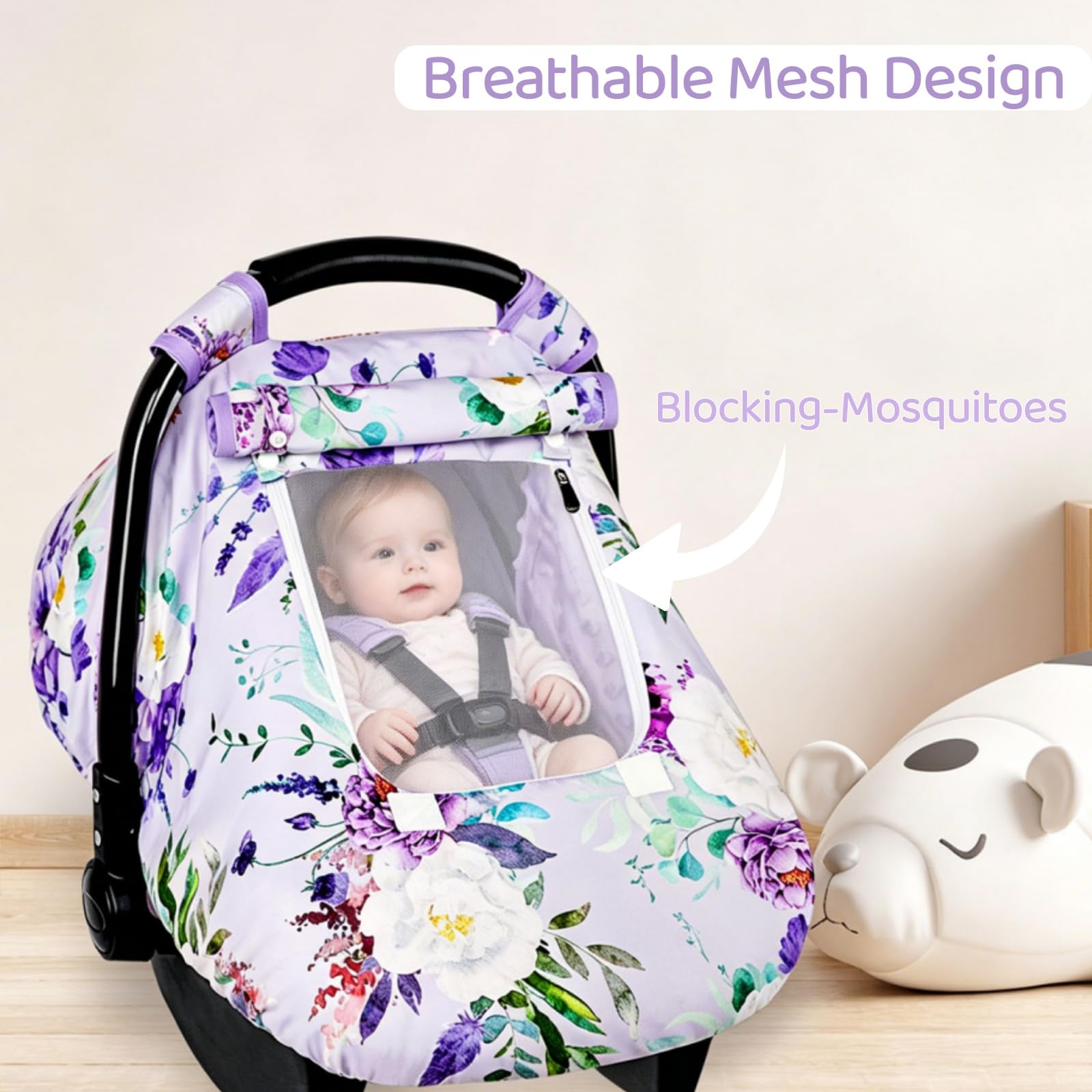 Fundas de asiento de coche para bebés, cálida funda de asiento de coche para bebé, resistente al viento, cubierta de asiento de coche para niñas, toldo de asiento de coche a prueba de golpes