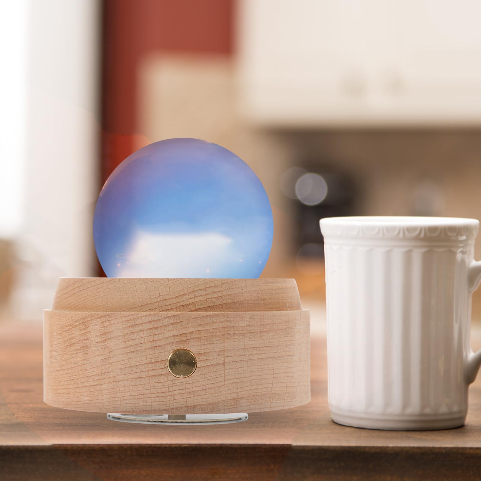 Luxshiny 2 Stück USB Holz Ausstellungsbasis mit LED Beleuchtungsfuß für