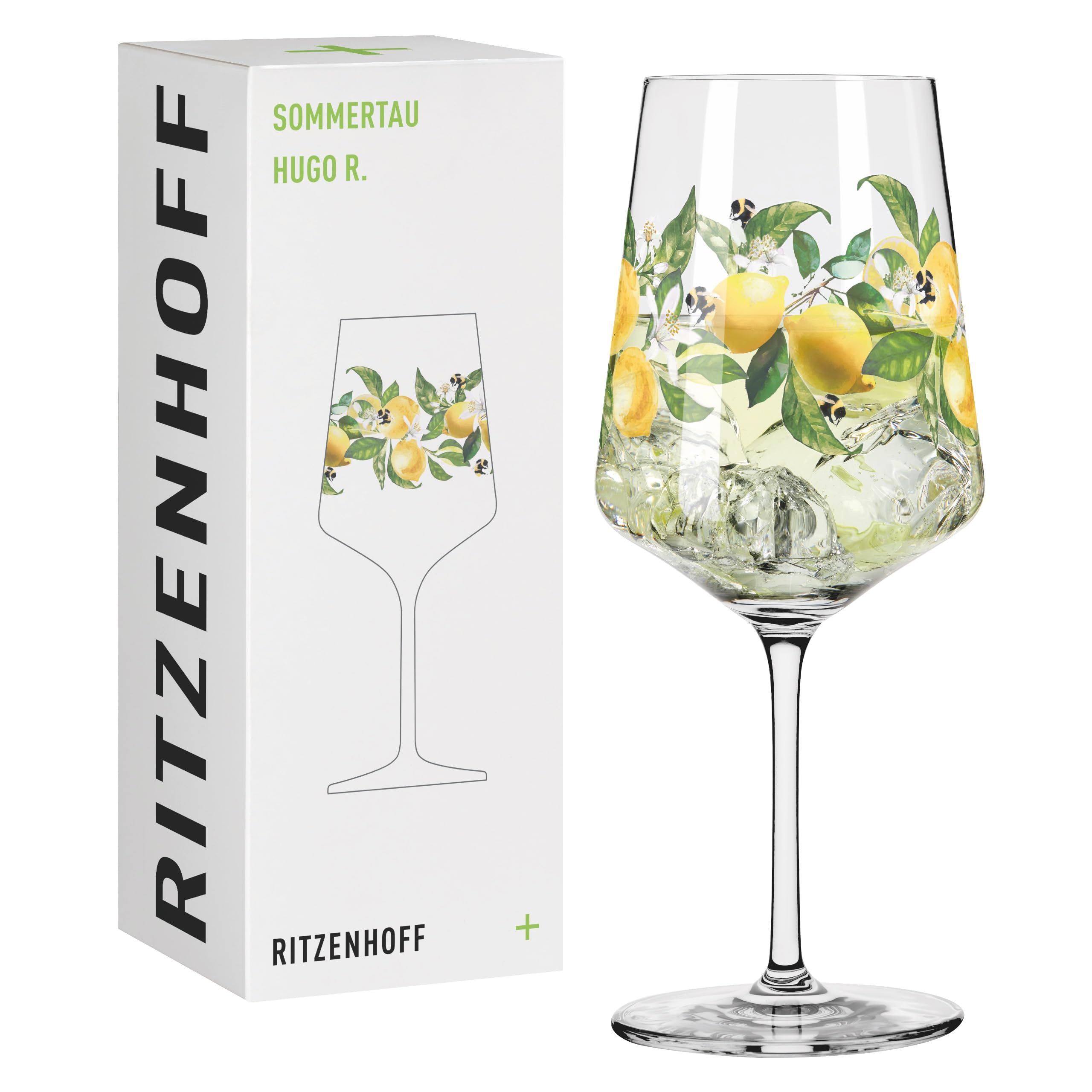 RITZENHOFF 2931023 Hugo Glass 500 ml – Aperitif Glass – Summer Dew Series – Motif 24 with Bees Colourful – Made in Germany