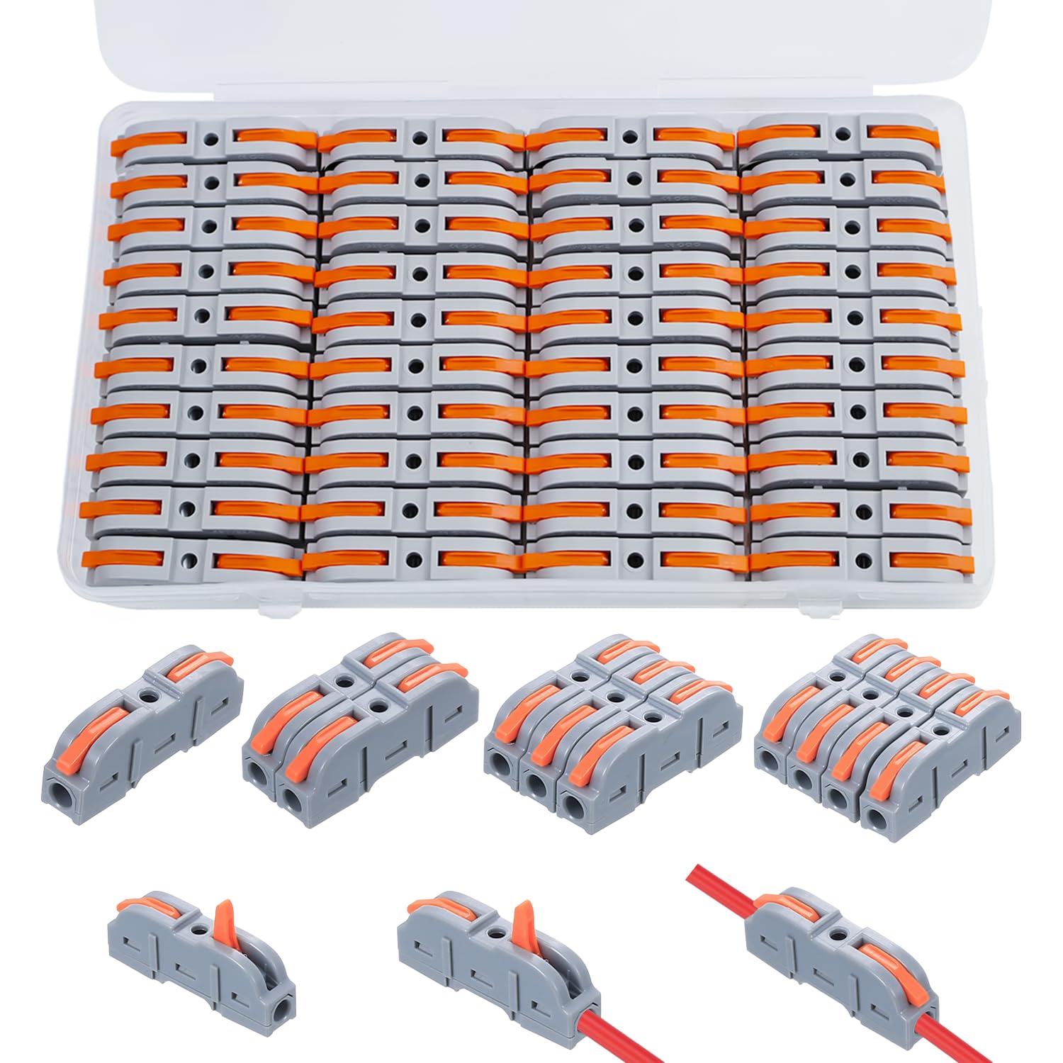 Okeno Select 40-Pack Cable Connectors, Terminal Blocks, Plug-in Connectors, Through Connectors, Electrical Terminal Blocks, Quick-Connect Wire Connectors, SPL-1M, SPL-2M, 3M, 4M, 5M Junction Blocks