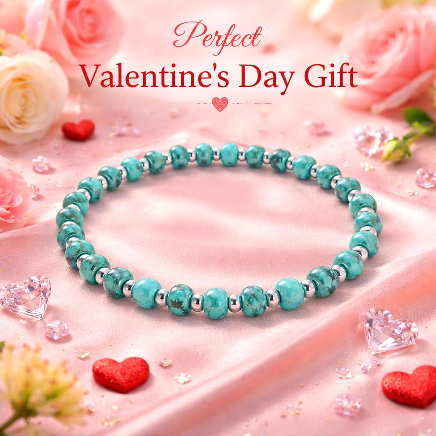 Sheplus Valentines Day Gift - 925 Sterling Silver Genuine Turquoise Bead Bracelet Charm Real Western Jewelry for Women Her - Image 3