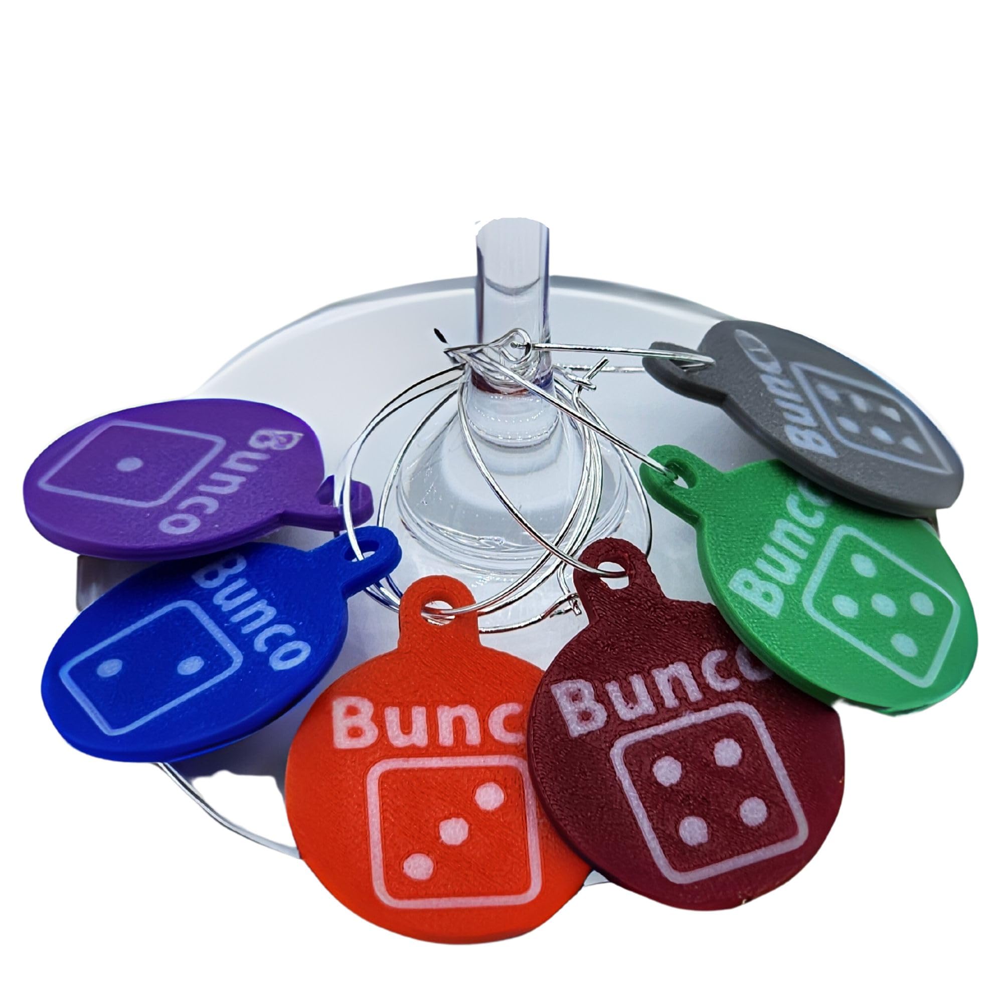 Bunco Prizes & Gifts – Bunco Dice Wine Glass Charms Set of 6 | Bunco Night Door Prizes, Hostess Gift, Game Night Accessories