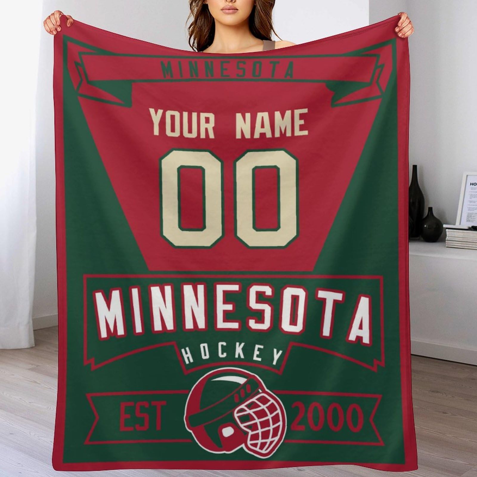 HDI7DEJ Custom Throw Blanket Hockey,Unisex-Adult Fleece Throw Blanket Personalized Fans Gifts for Men Add Name and Number, 50" x 40",60" x 50",80" x