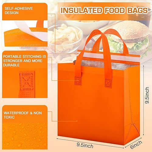 Miniatura 2 de 100 bolsas aisladas para llevar a granel de 9.5 x 6 x 9.5 pulgadas, bolsa de alimentos con aislamiento térmico para café, té con leche, alimentos