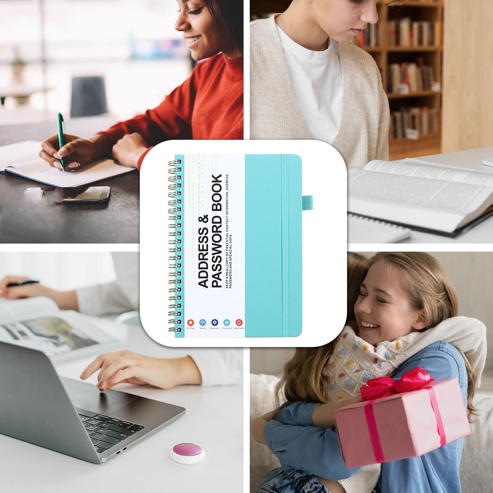 Livre du gardien des mots de passe, livre de mots de passe avec onglets alphabétiques,Bloc-notes pour l'organisation des mots de passe - Carnet d'adresses Petits livres avec mot de passe pour, amis ou