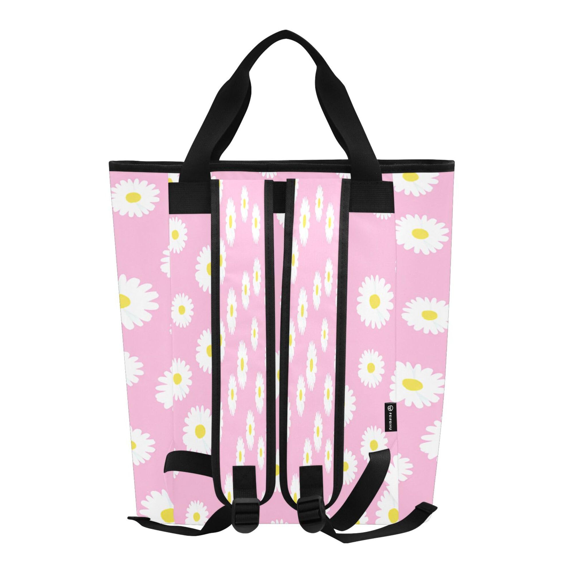 PYBUG White Daisies Reusable Insulated Backpack 36 Cans,Large Leakproof Portable Cooler Tote Organizer for Office Picnic Hiking Beach BBQ