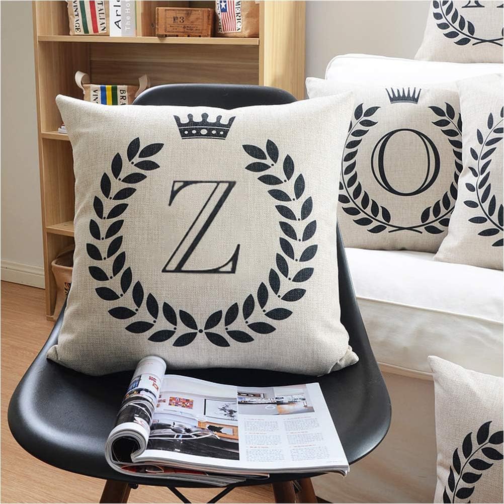 Vagasi Alphabet Throw Pillow Cover 18x18 Linen Decorative Letters Cushion Protector for Sofa Chair Car Bed Home, Z